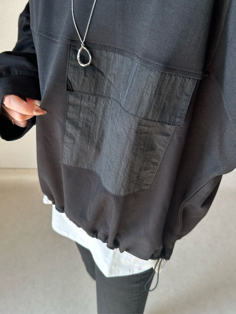異素材ポケット裾ドロストスウェット | 詳細画像8