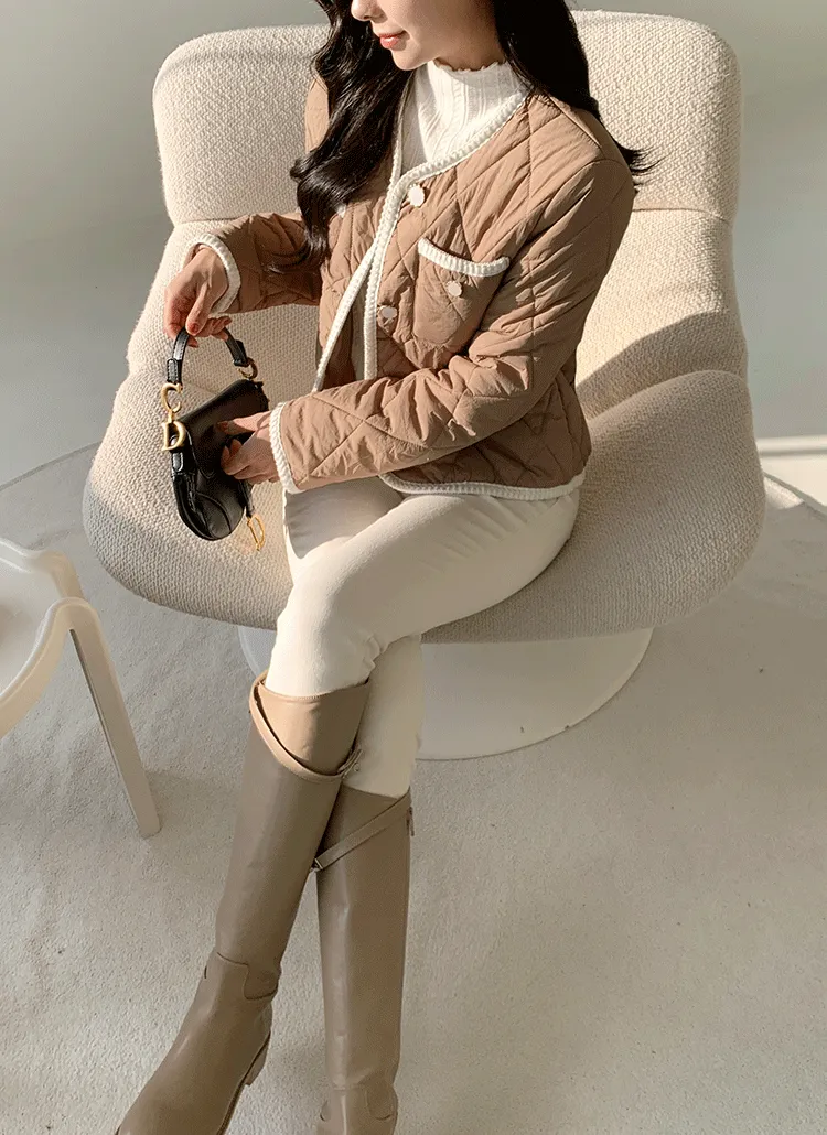 ラウンドキルティング配色ジャケット | minagram | 詳細画像1