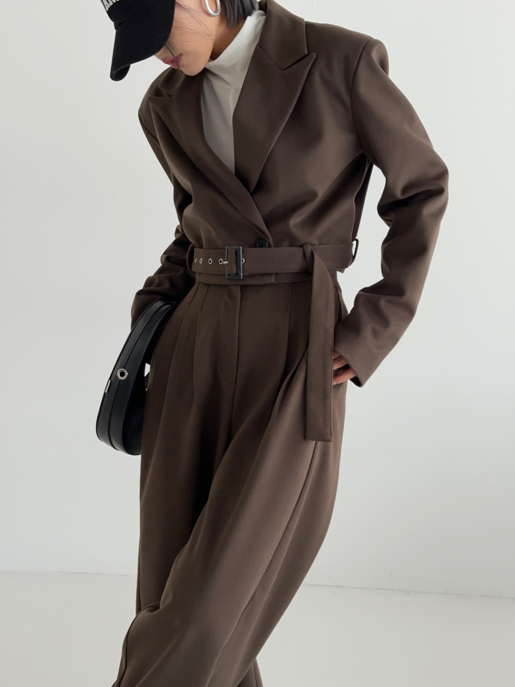 キルト裏地ベルト付ジャケット&ワイドスラックスSET | 詳細画像3