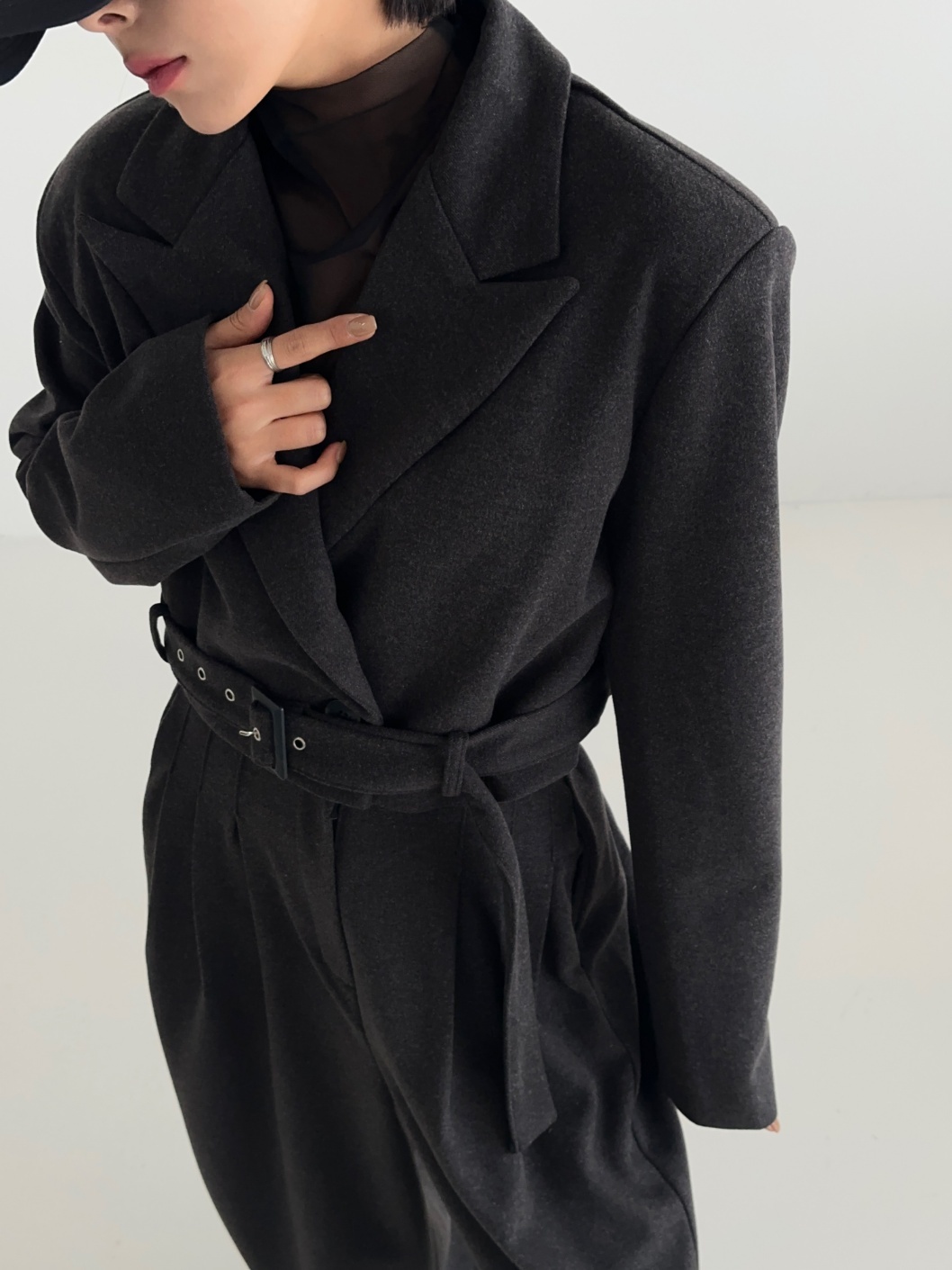 キルト裏地ベルト付ジャケット&ワイドスラックスSET | 詳細画像7