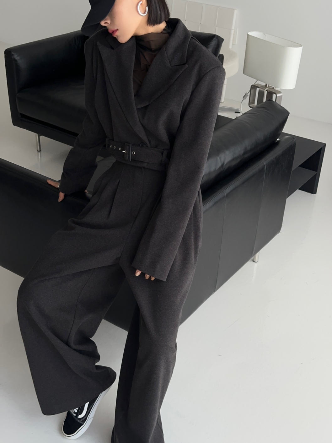 キルト裏地ベルト付ジャケット&ワイドスラックスSET | 詳細画像8