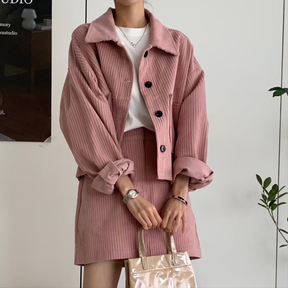 コーデュロイシャツジャケット&ミニスカートSET | レディース