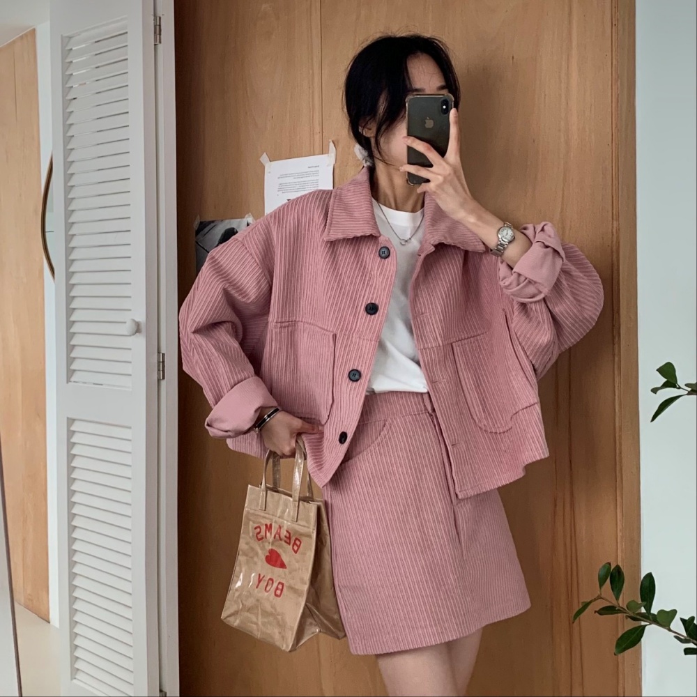 コーデュロイシャツジャケット&ミニスカートSET | レディース