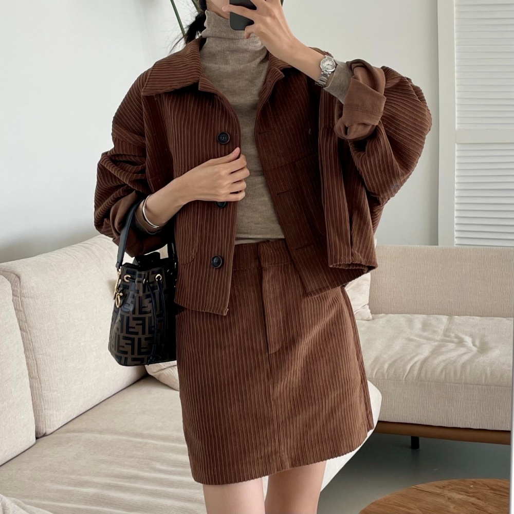PUTUMAYO コーデュロイ　ジャケット&スカート 60%OFF【CAMBIO(カンビオ)】Patterned Corduroy Jacket