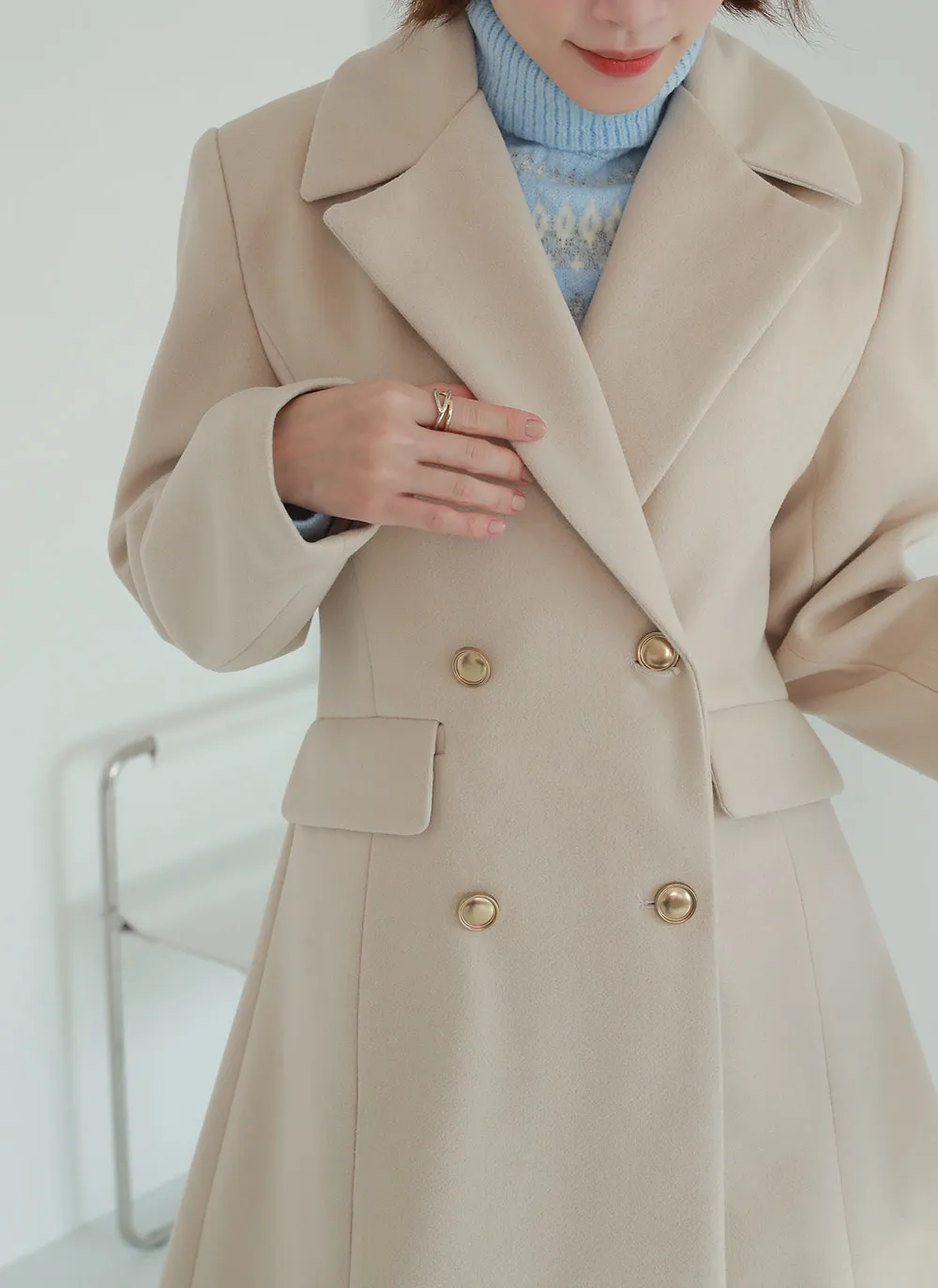 ダブルボタンAラインロングコート | レディースファッション通販 - DHOLIC 