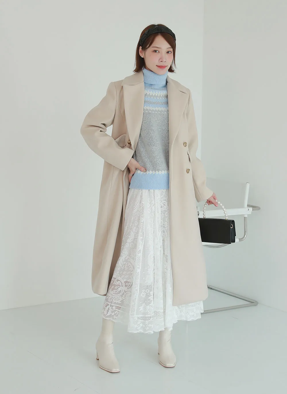 ダブルボタンAラインロングコート | レディースファッション通販 - DHOLIC 