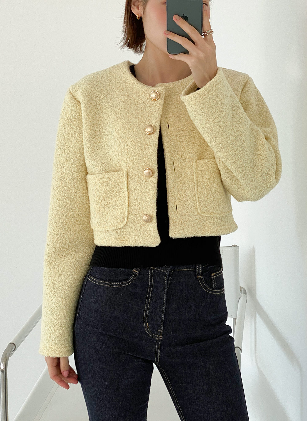 ウール混ゴールドボタンジャケット | DHOLIC | 詳細画像3