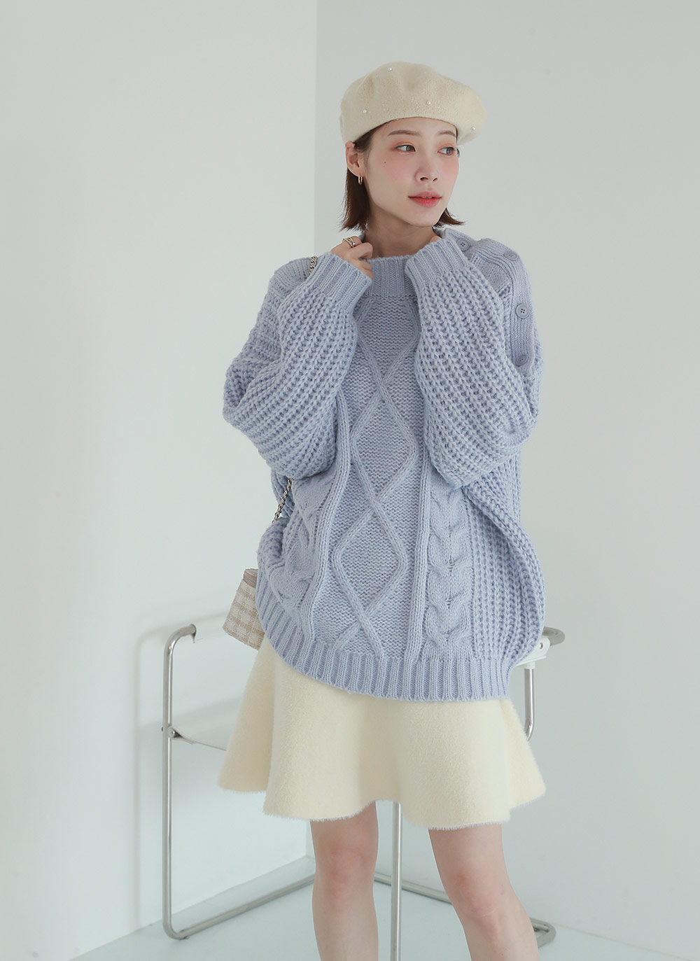 ショルダーボタンケーブルニット | DHOLIC | 詳細画像2