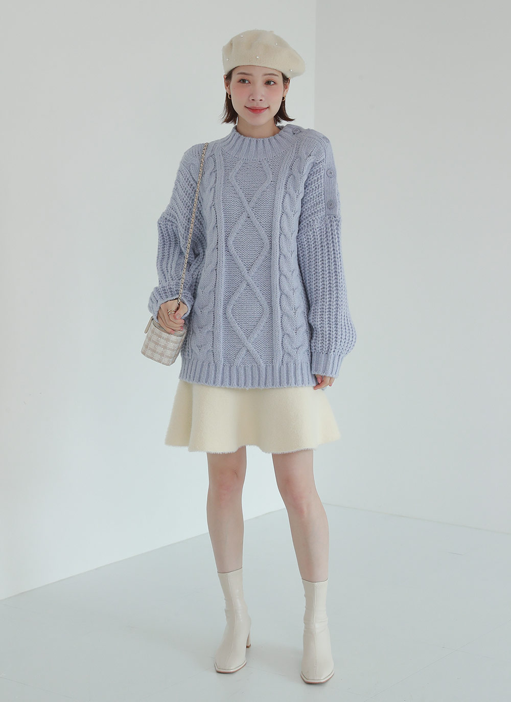 ショルダーボタンケーブルニット | DHOLIC | 詳細画像4