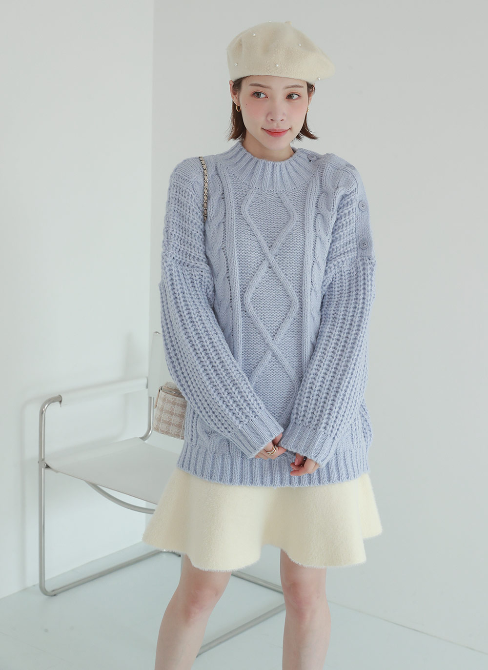 ショルダーボタンケーブルニット | DHOLIC | 詳細画像6