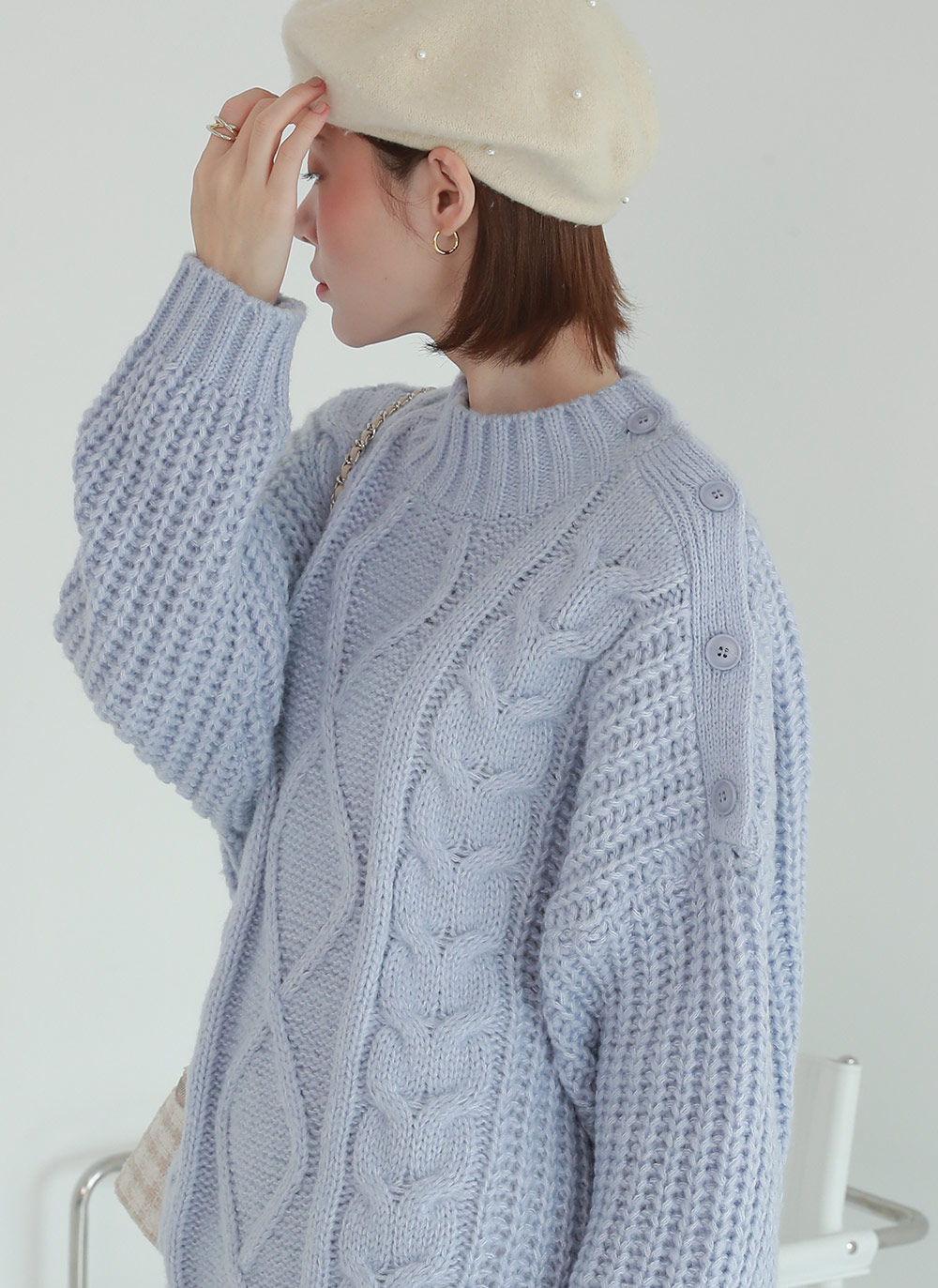 ショルダーボタンケーブルニット | DHOLIC | 詳細画像9