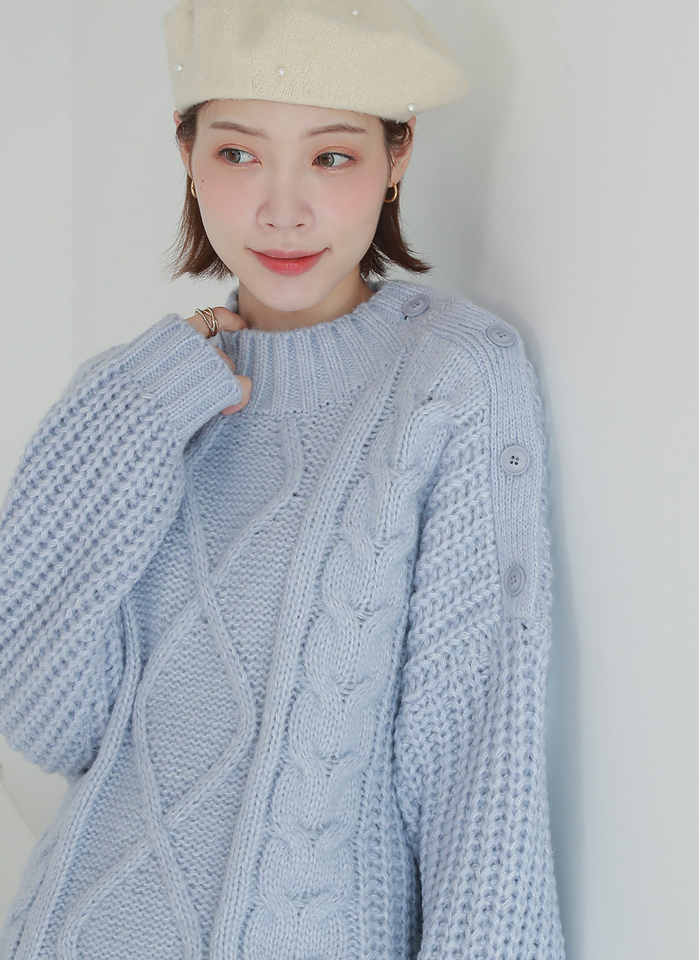 ショルダーボタンケーブルニット | DHOLIC | 詳細画像10