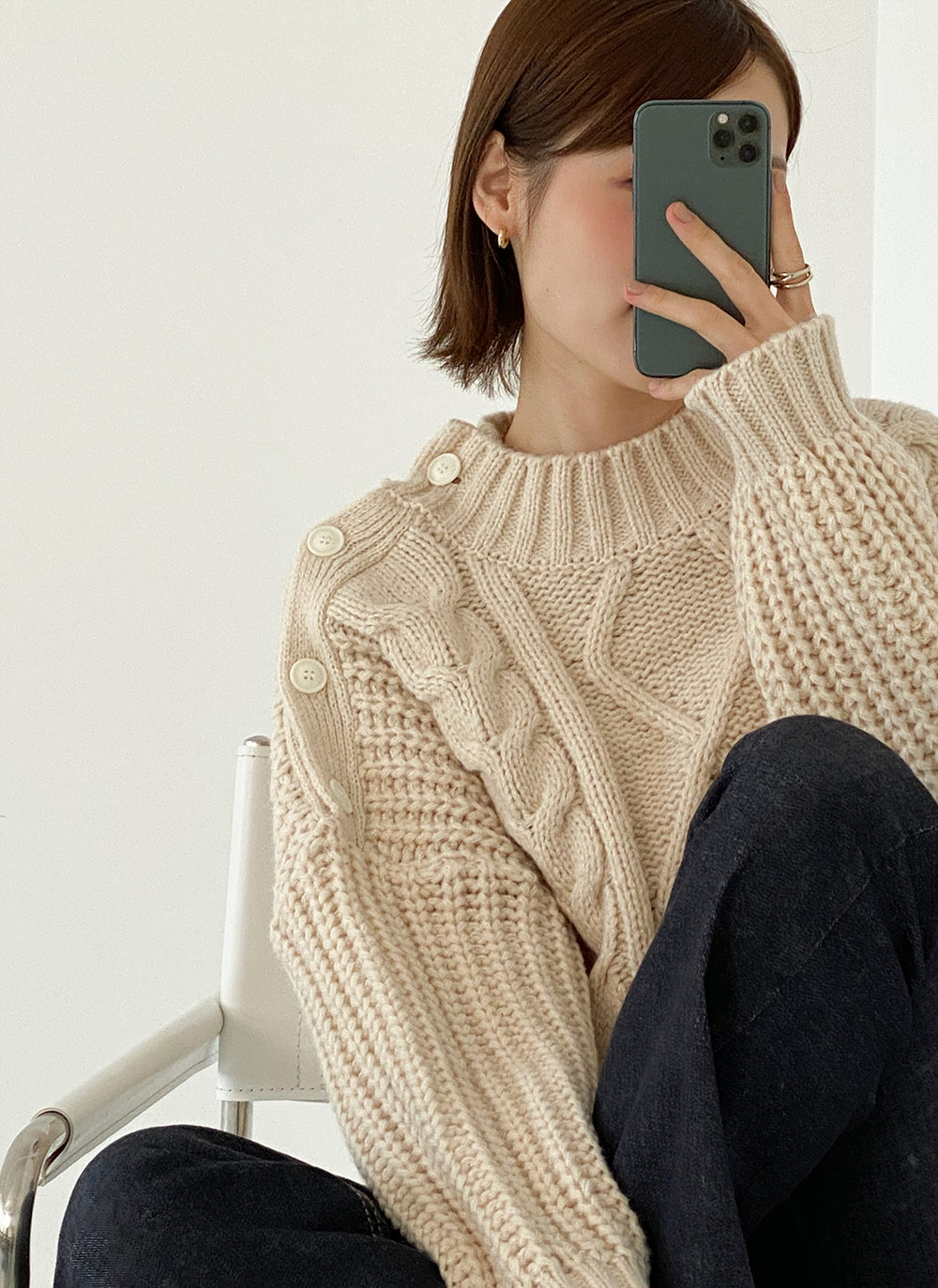 ショルダーボタンケーブルニット | DHOLIC | 詳細画像11