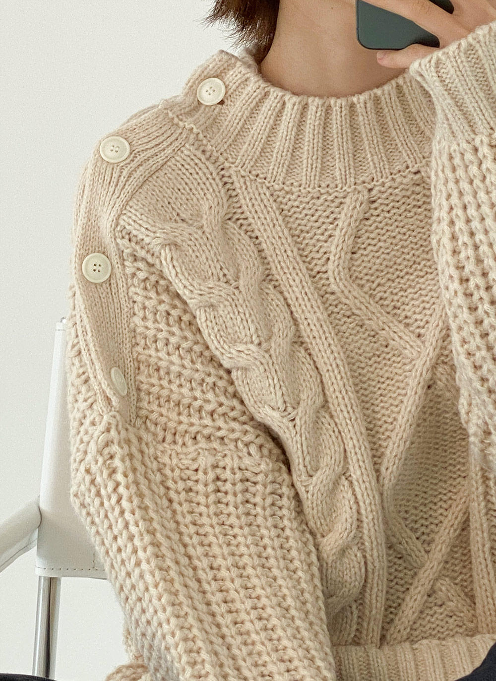 ショルダーボタンケーブルニット | DHOLIC | 詳細画像12