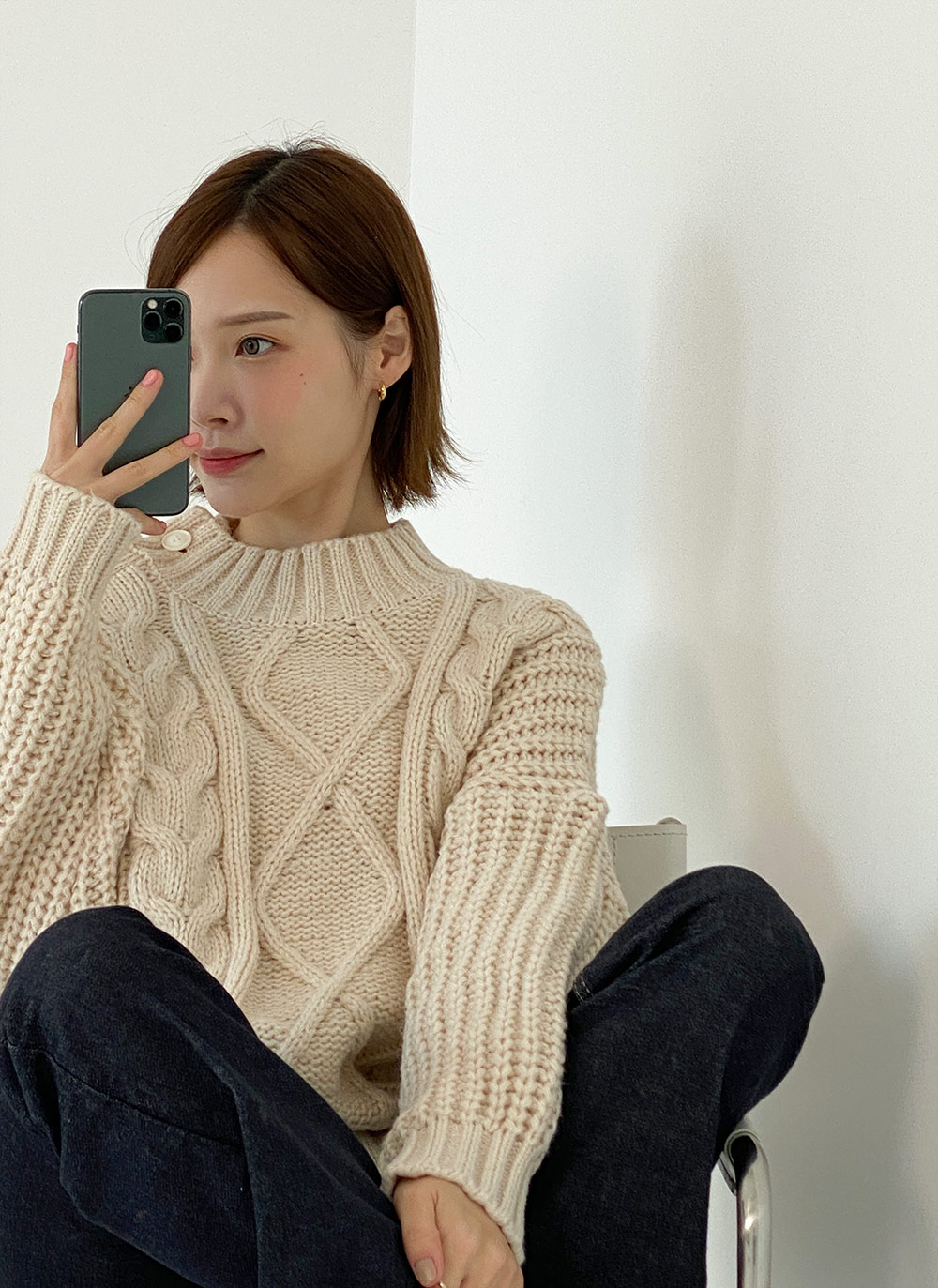 ショルダーボタンケーブルニット | DHOLIC | 詳細画像13