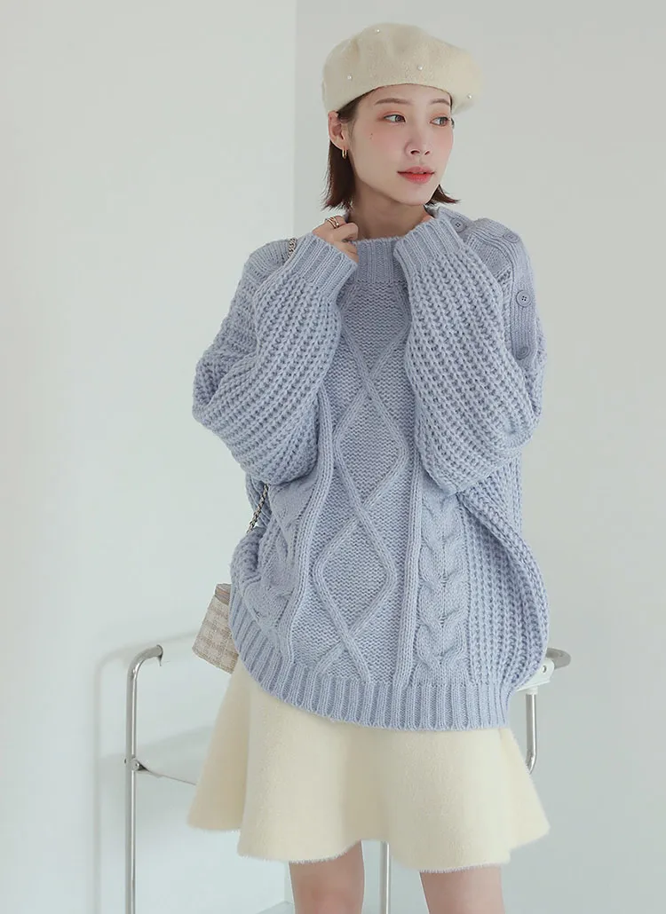 ショルダーボタンケーブルニット | DHOLIC | 詳細画像1