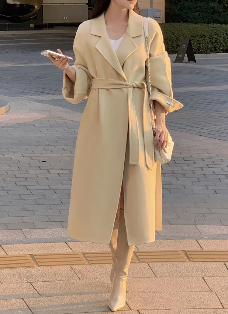 ハンドメイドウールロングコート | レディースファッション通販 - DHOLIC 