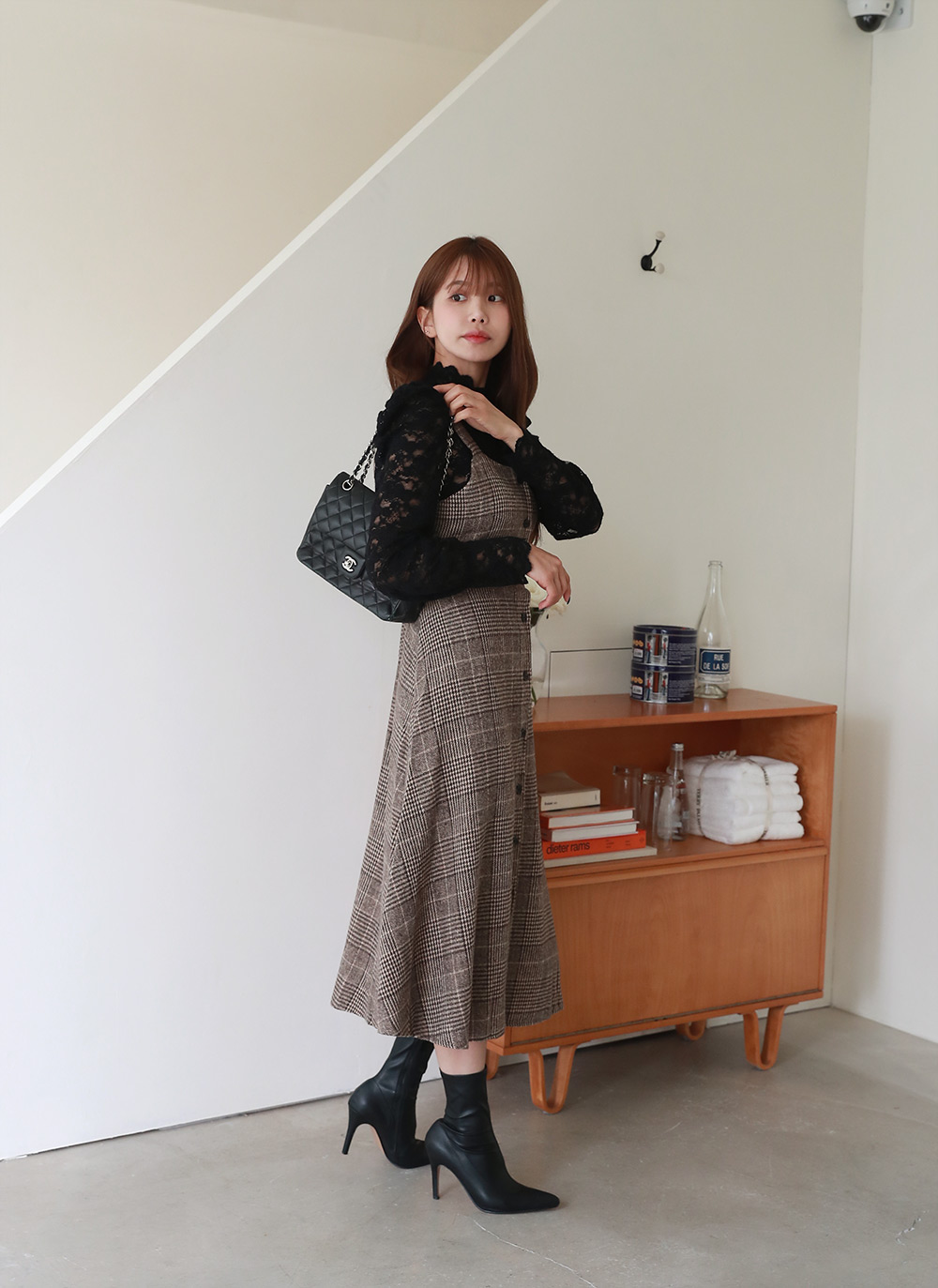 ウール混リボンチェックビスチェワンピース | DHOLIC | 詳細画像6