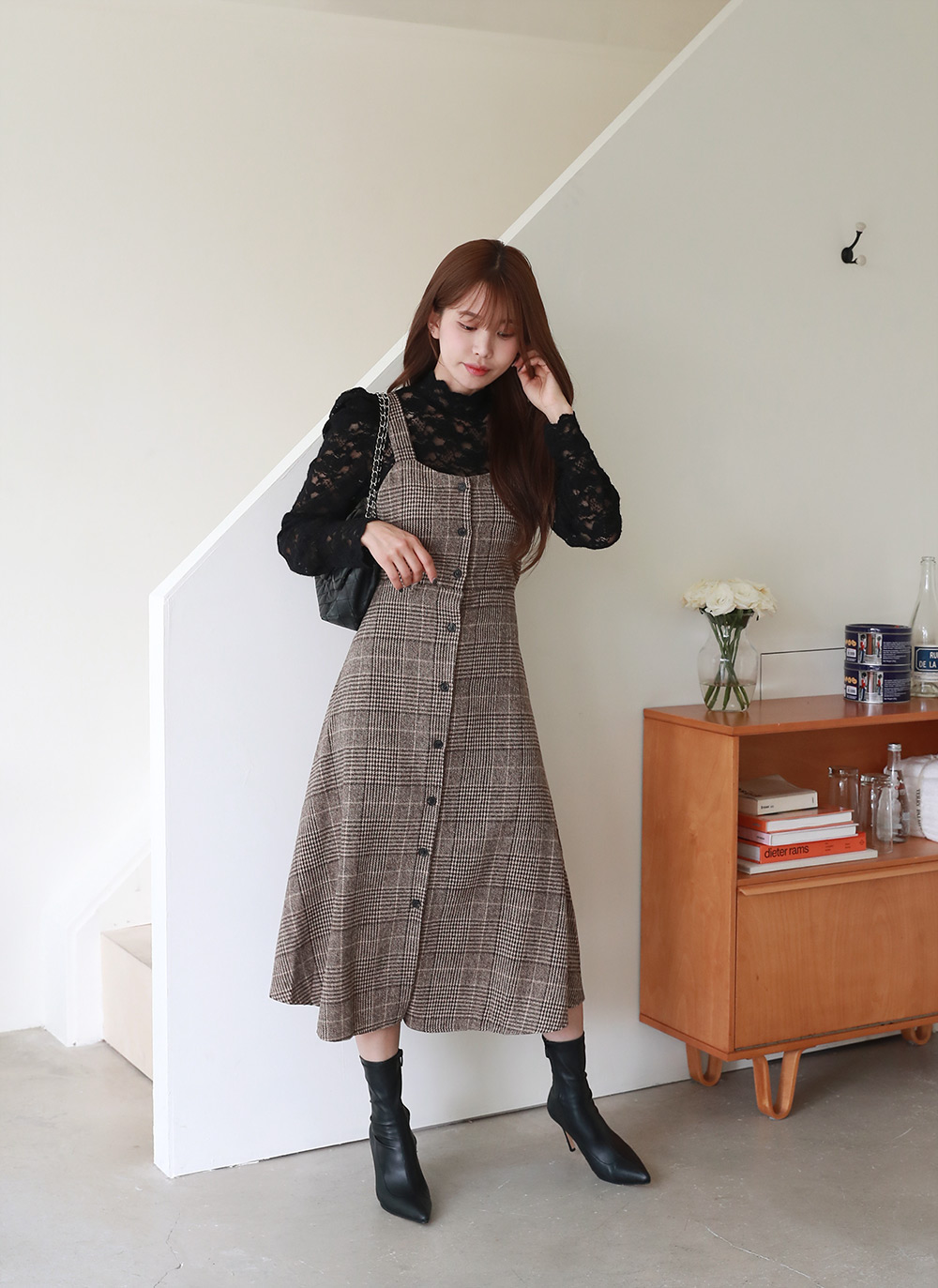 ウール混リボンチェックビスチェワンピース | DHOLIC | 詳細画像7