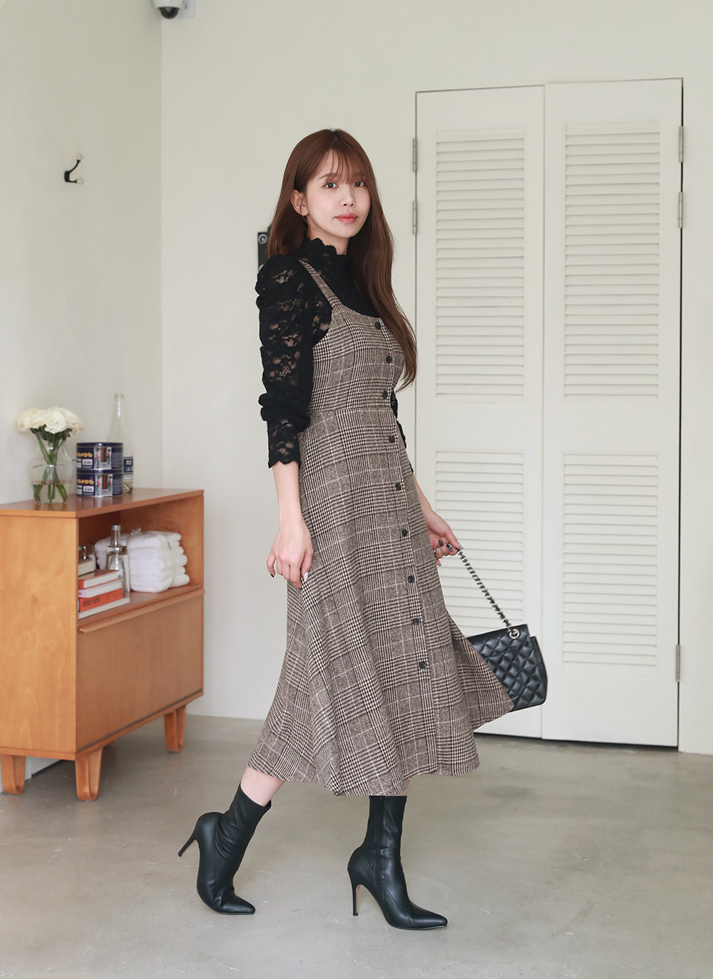 ウール混リボンチェックビスチェワンピース | DHOLIC | 詳細画像10