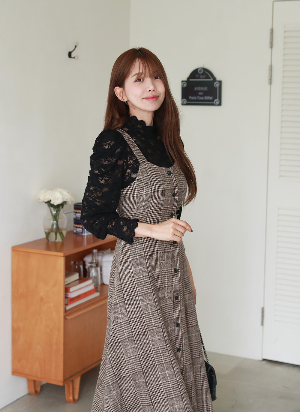 ウール混リボンチェックビスチェワンピース | DHOLIC | 詳細画像13