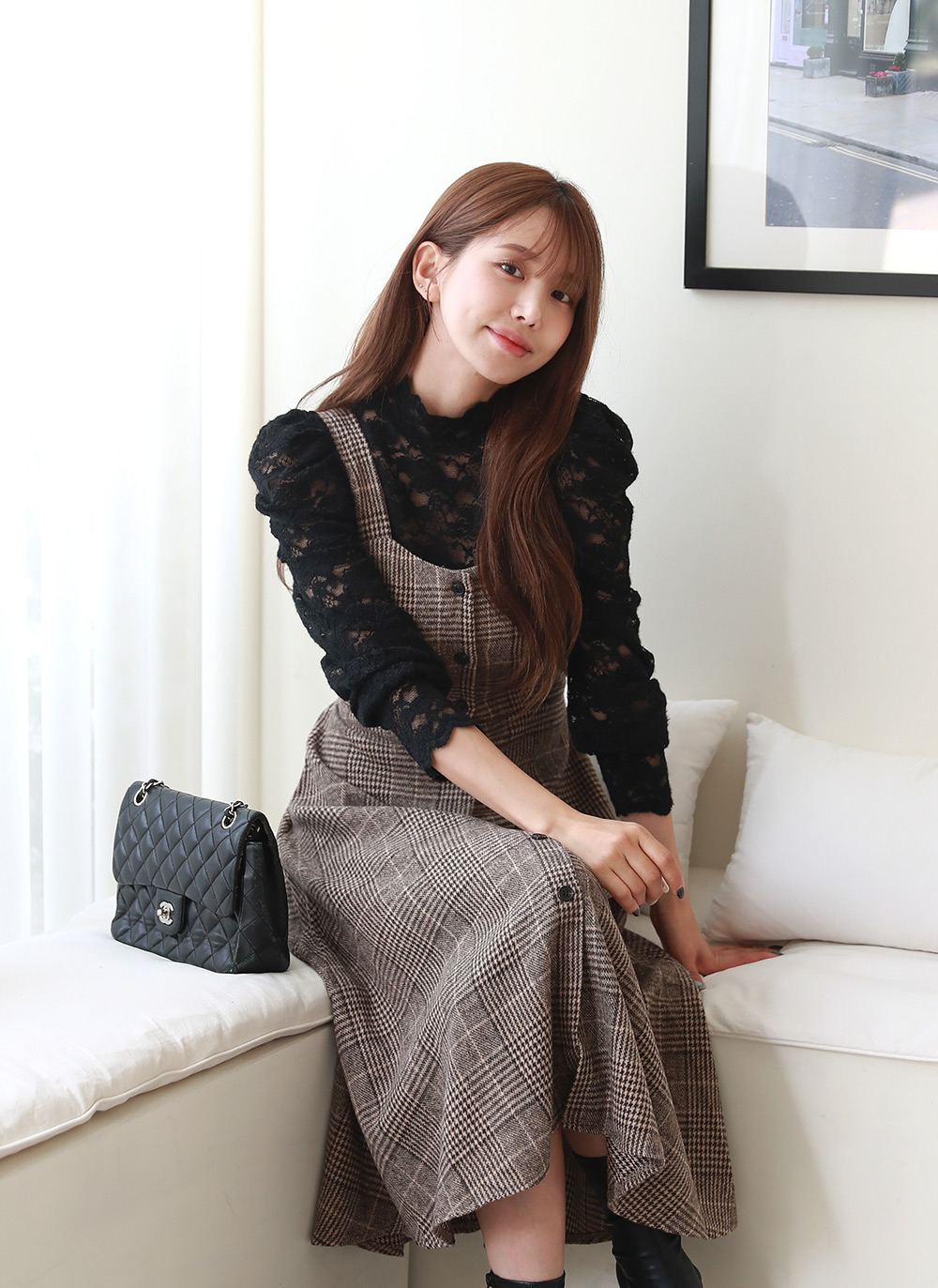 ウール混リボンチェックビスチェワンピース | DHOLIC | 詳細画像18