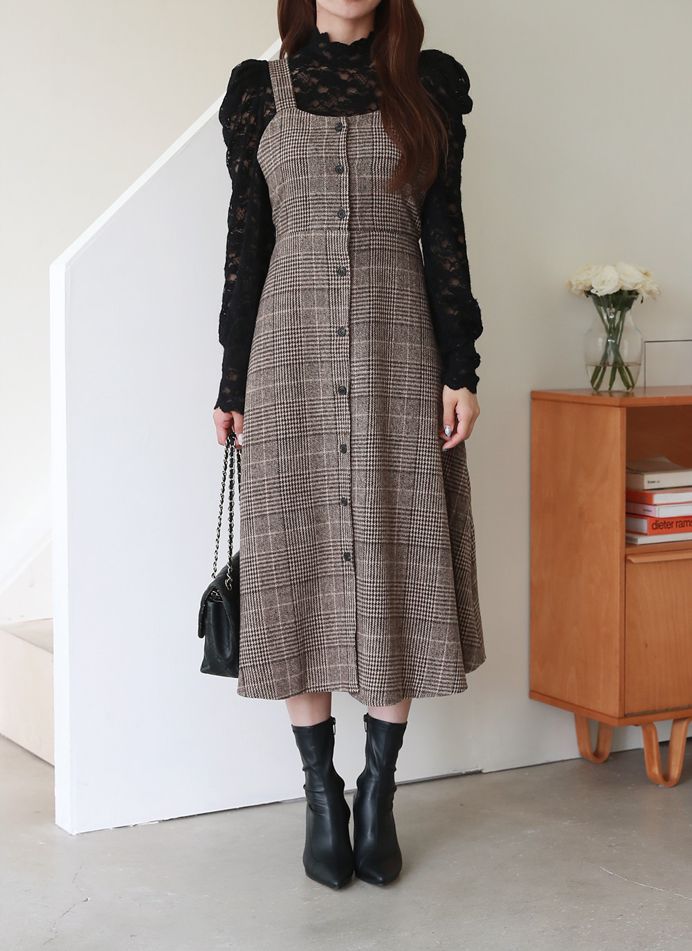 ウール混リボンチェックビスチェワンピース | DHOLIC | 詳細画像19