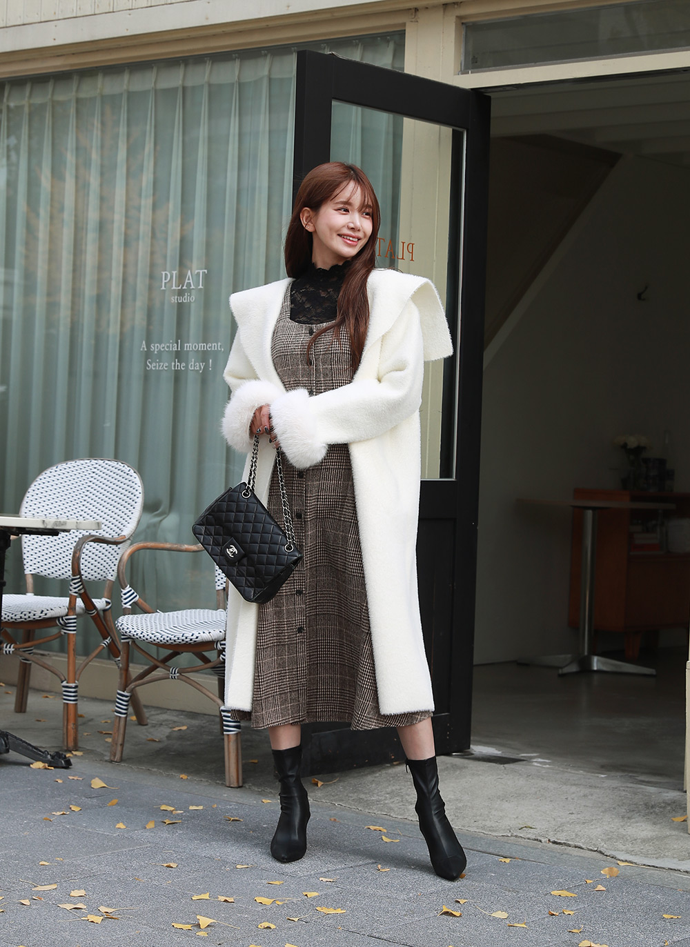 ウール混リボンチェックビスチェワンピース | DHOLIC | 詳細画像24