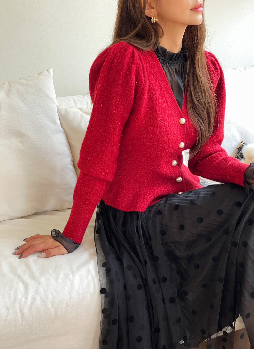 リボンディテールペプラムカーディガン　１回のみ着用 リボンディテールペプラムカーディガン（カーディガン/ボレロ