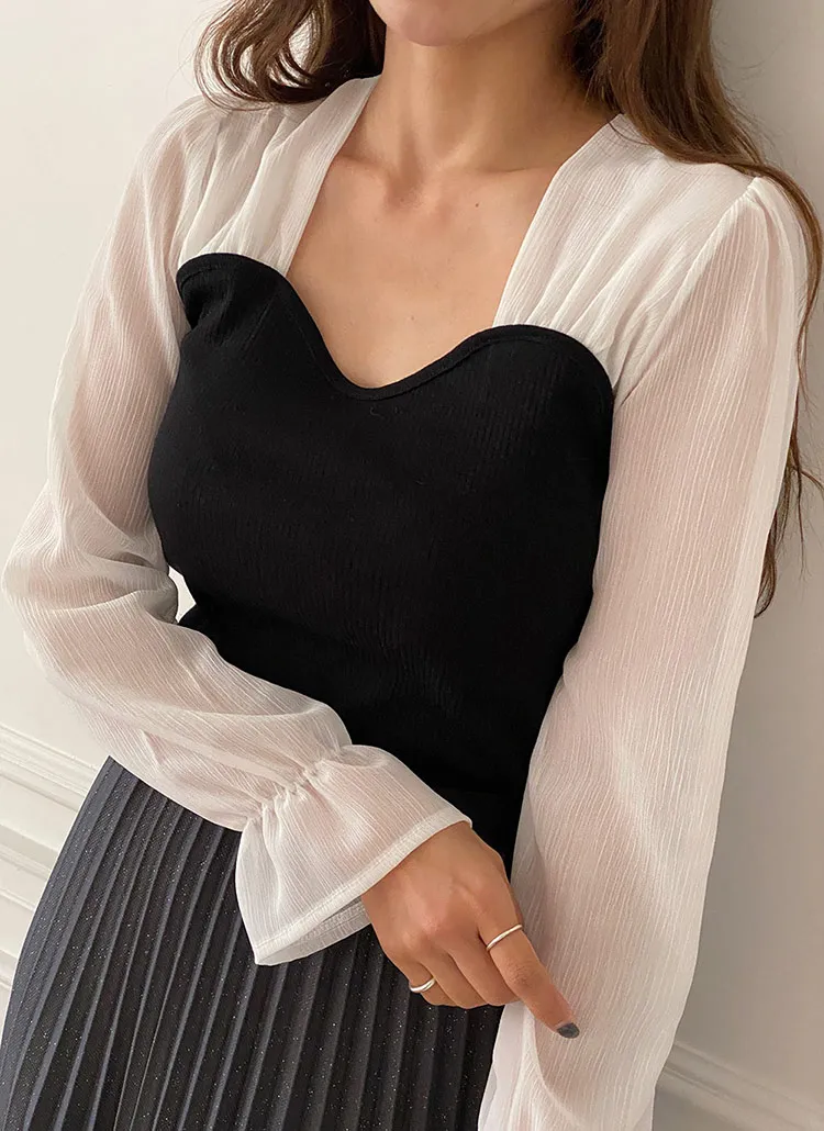 ハートネックドッキングTシャツ | DHOLIC | 詳細画像1