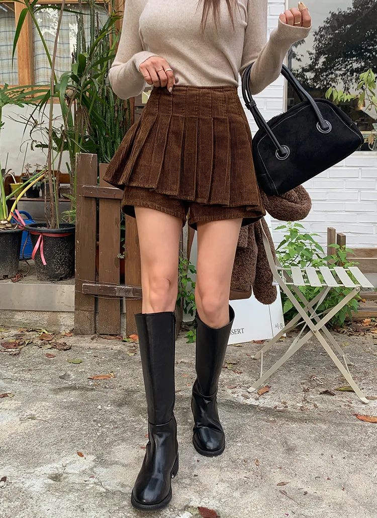 ローライズコーデュロイプリーツスカートパンツ | theresheis | 詳細画像1
