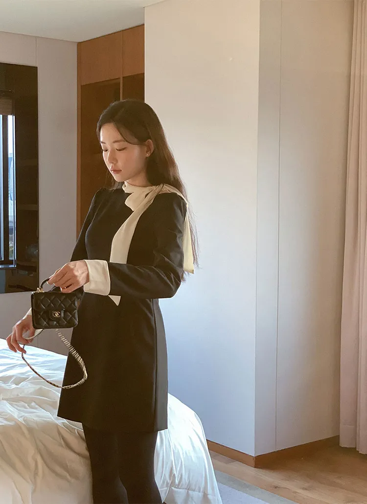 スカーフ配色ミニワンピース | cherrykoko | 詳細画像1