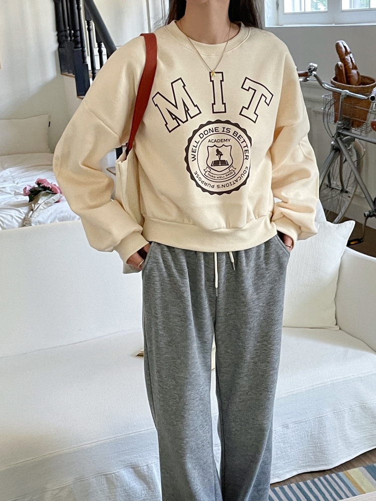 裏起毛MITプリントクロップドスウェット | レディースファッション通販