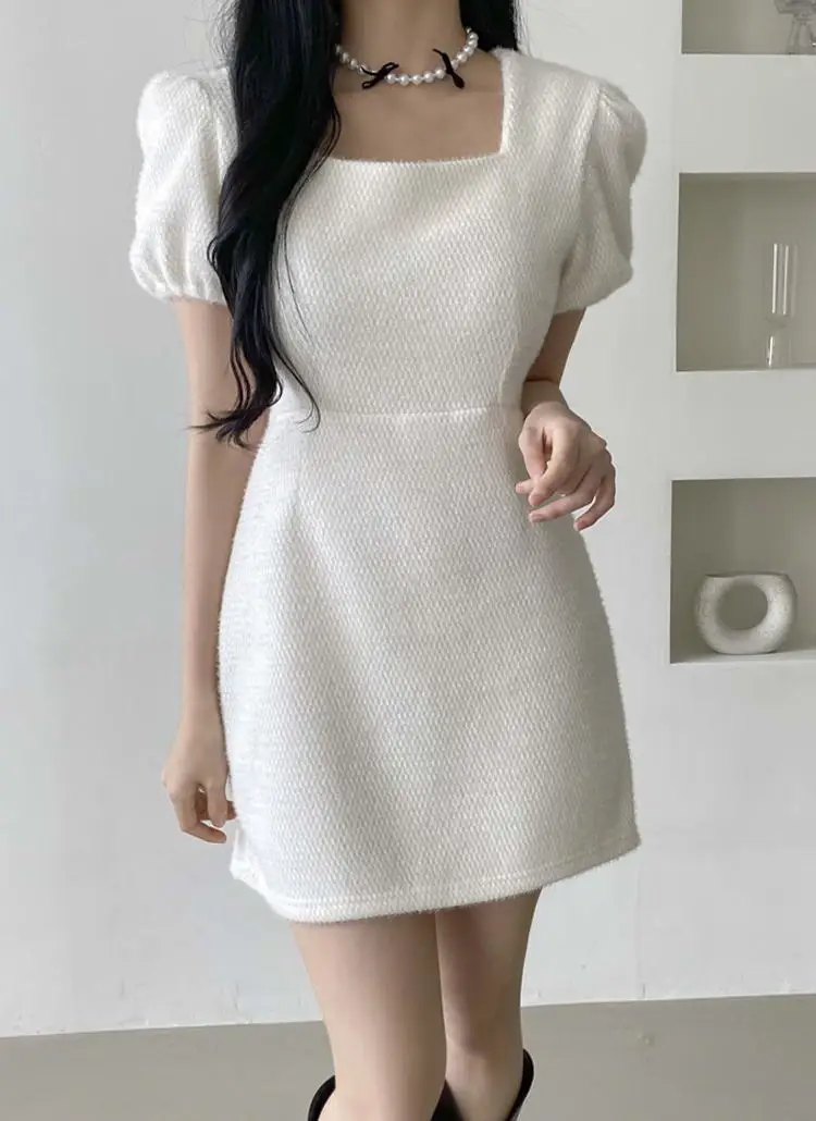 スクエアネックパフ半袖ミニワンピース | dangosister | 詳細画像1