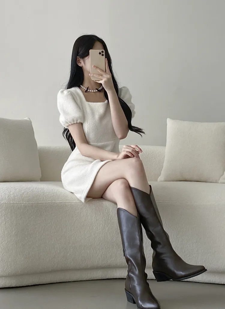 スクエアネックパフ半袖ミニワンピース | dangosister | 詳細画像3