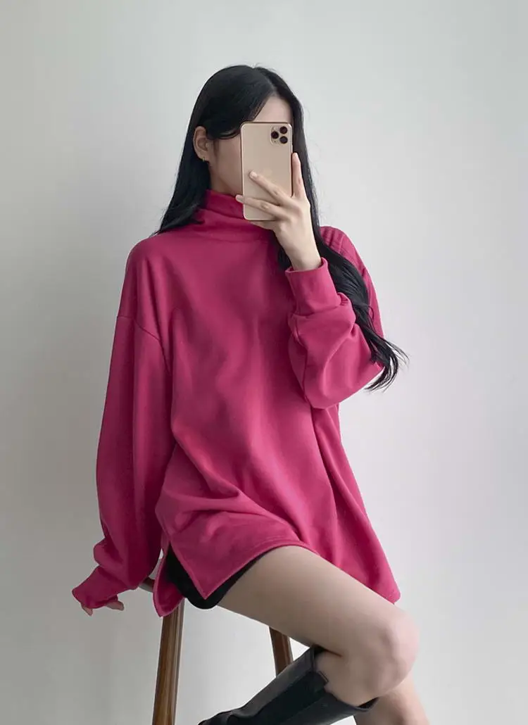 裏起毛ハイネックロング長袖Tシャツ | dangosister | 詳細画像1