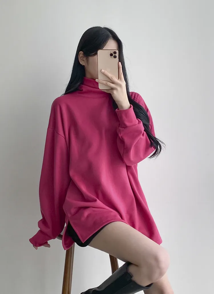 裏起毛ハイネックロング長袖Tシャツ | dangosister | 詳細画像1