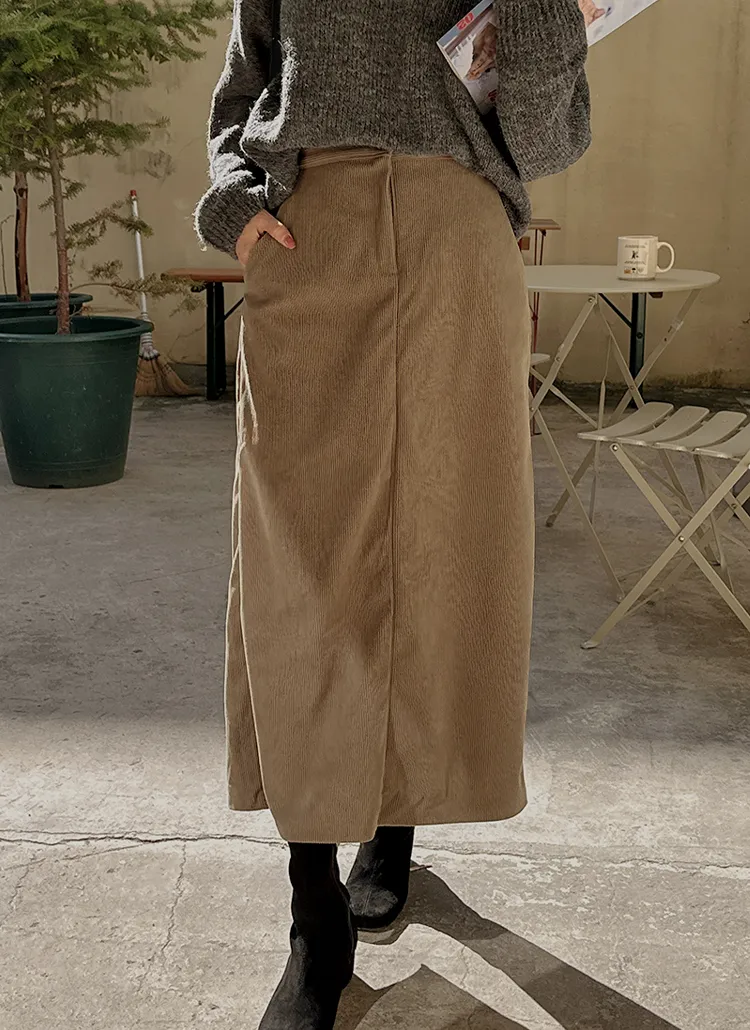 バックスリットコーデュロイロングスカート | レディースファッション  