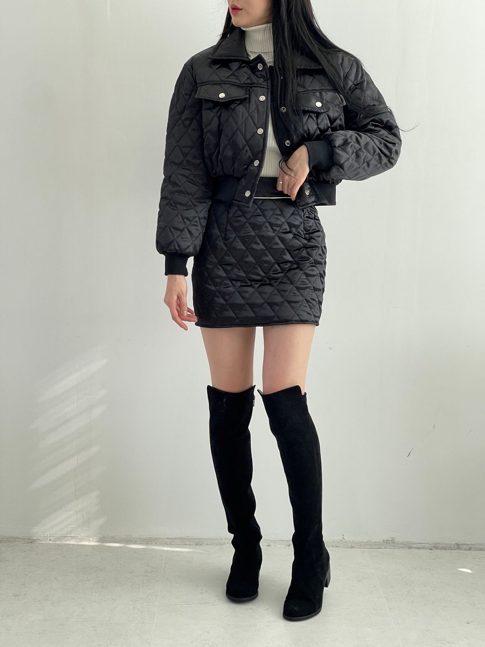 早い者勝ち！！GARULA 黒 ショートパンツ キルティングポケット キルティングフェイクレザーショートパンツ[品番：MKSW0053139
