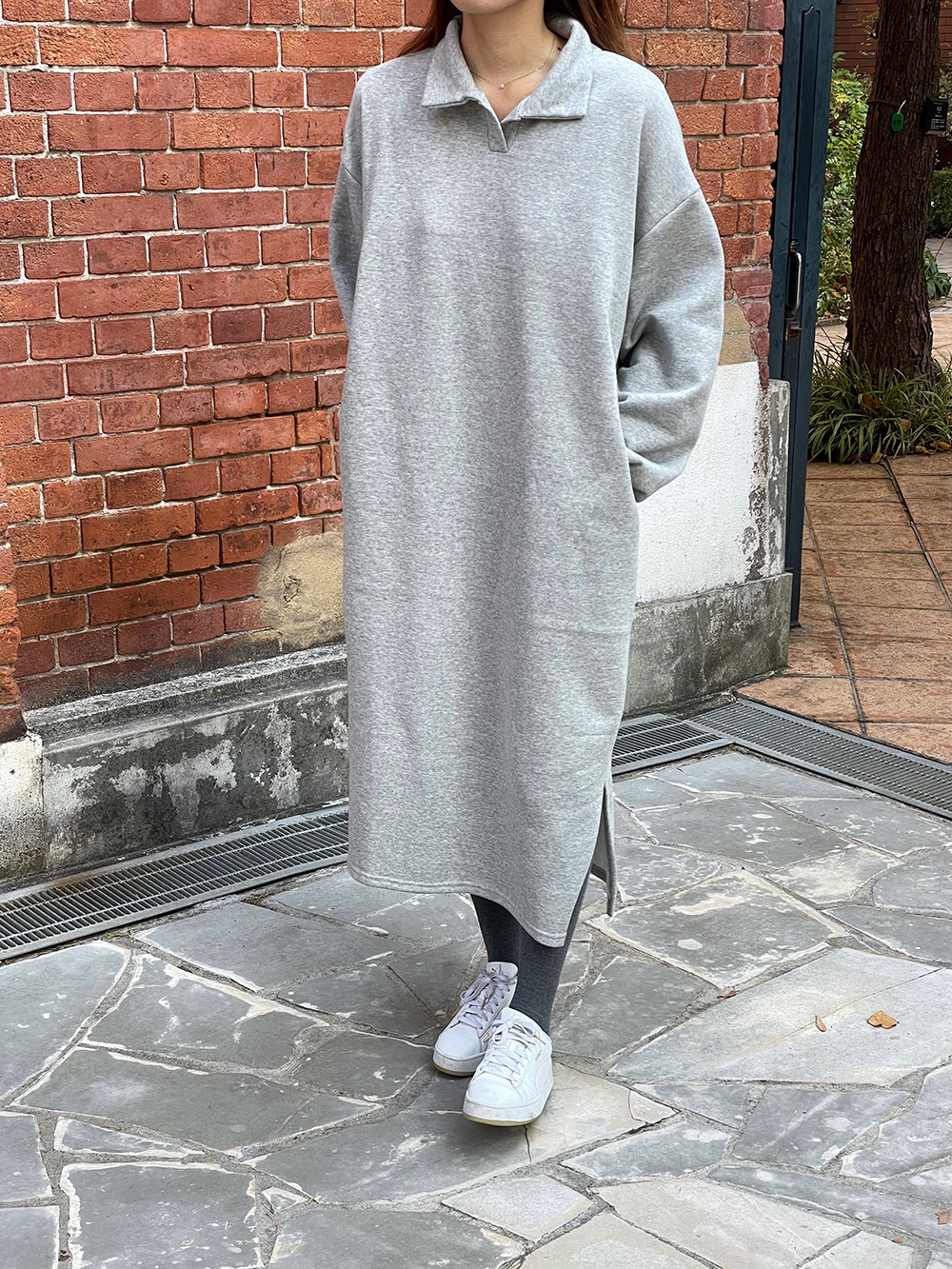 裏起毛襟スリットスウェットワンピース | 詳細画像6