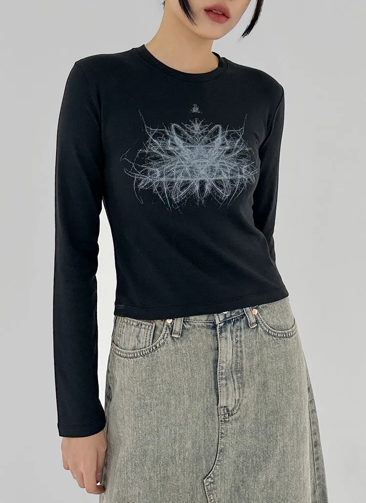 プリントセミクロップドTシャツ | simplymood | 詳細画像1