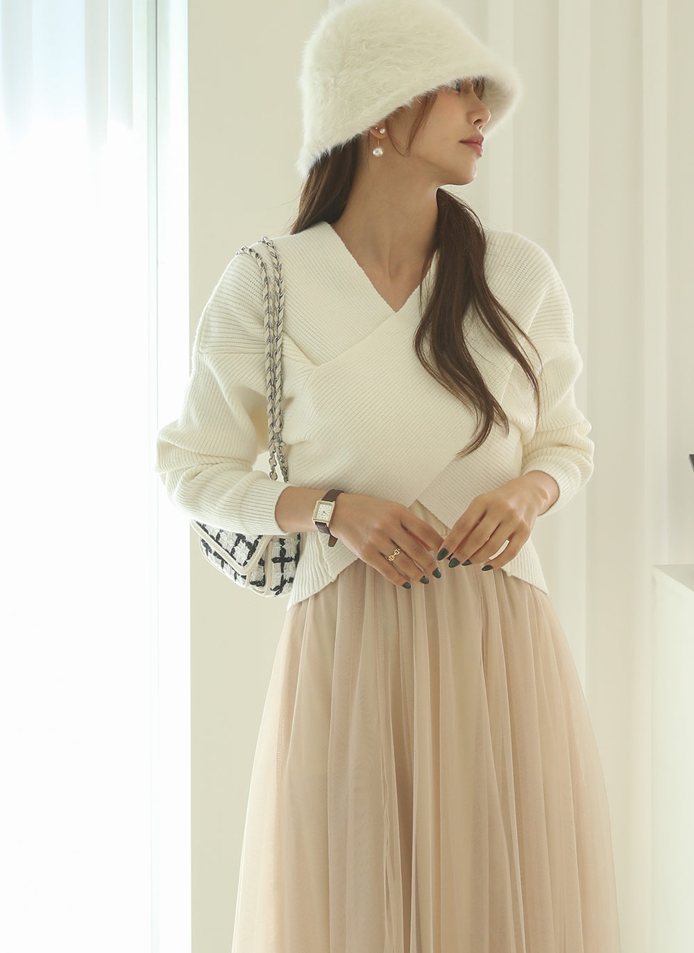 カシュクールニット&シフォンワンピースSET | DHOLIC | 詳細画像6