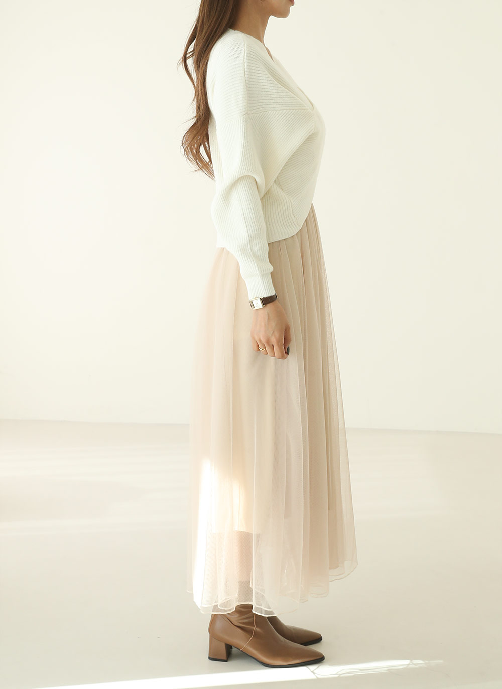カシュクールニット&シフォンワンピースSET | DHOLIC | 詳細画像15