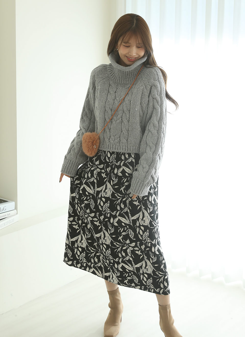 ロールハイネックケーブルニット | DHOLIC | 詳細画像3