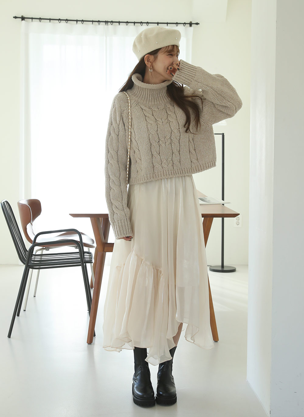 ロールハイネックケーブルニット | DHOLIC | 詳細画像4