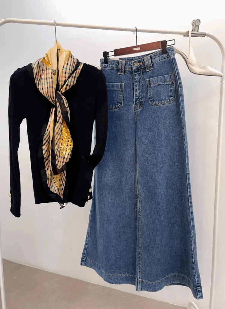 ツーポケワイドフレアデニムパンツ | amazeme | 詳細画像1