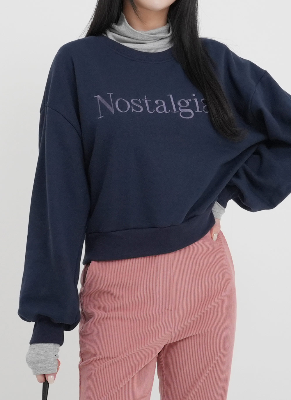 Nostalgia刺繍コットンスウェット | DHOLIC | 詳細画像3
