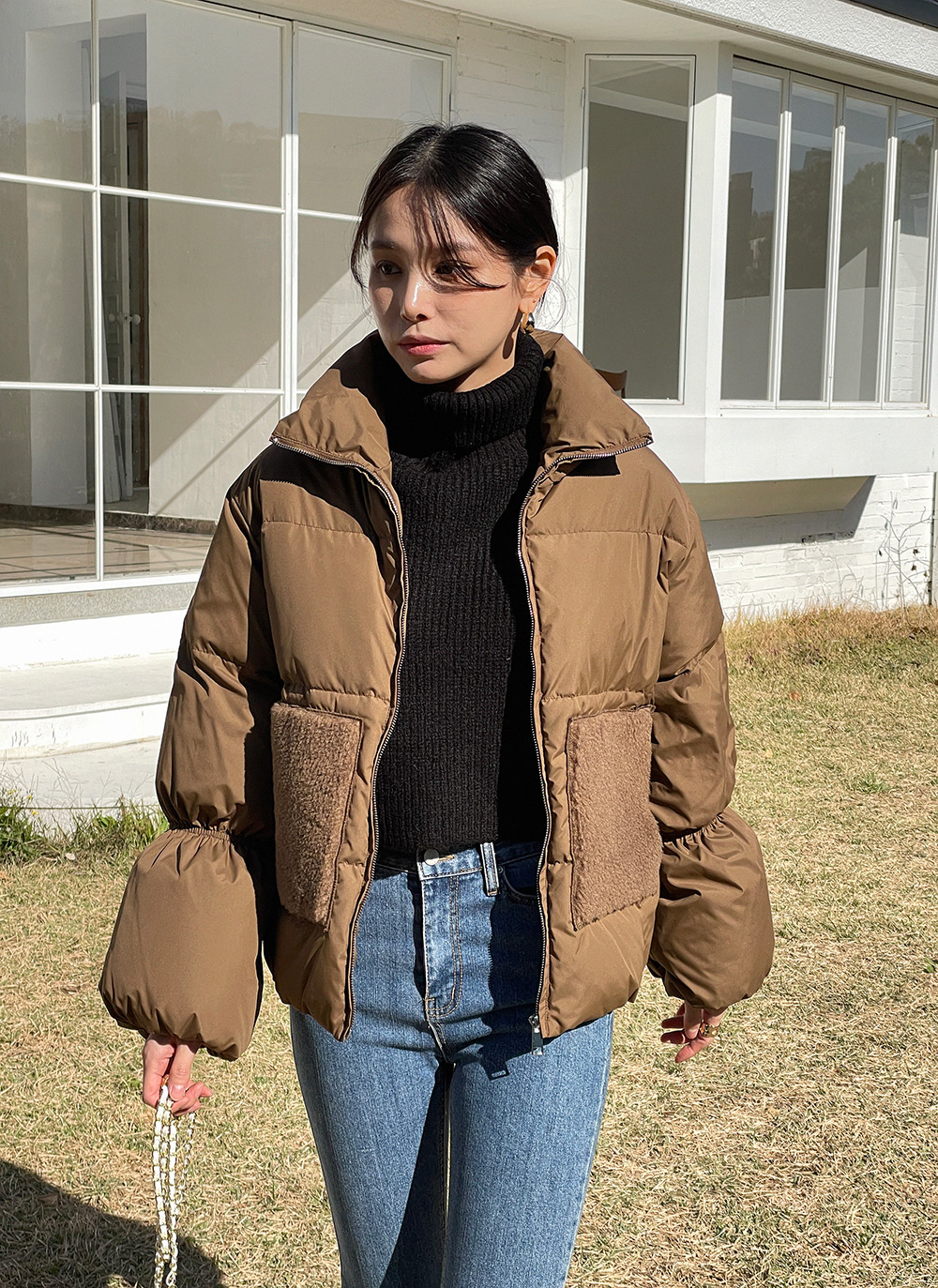 ウール混2WAYボアポケットダウンジャンパー | レディースファッション