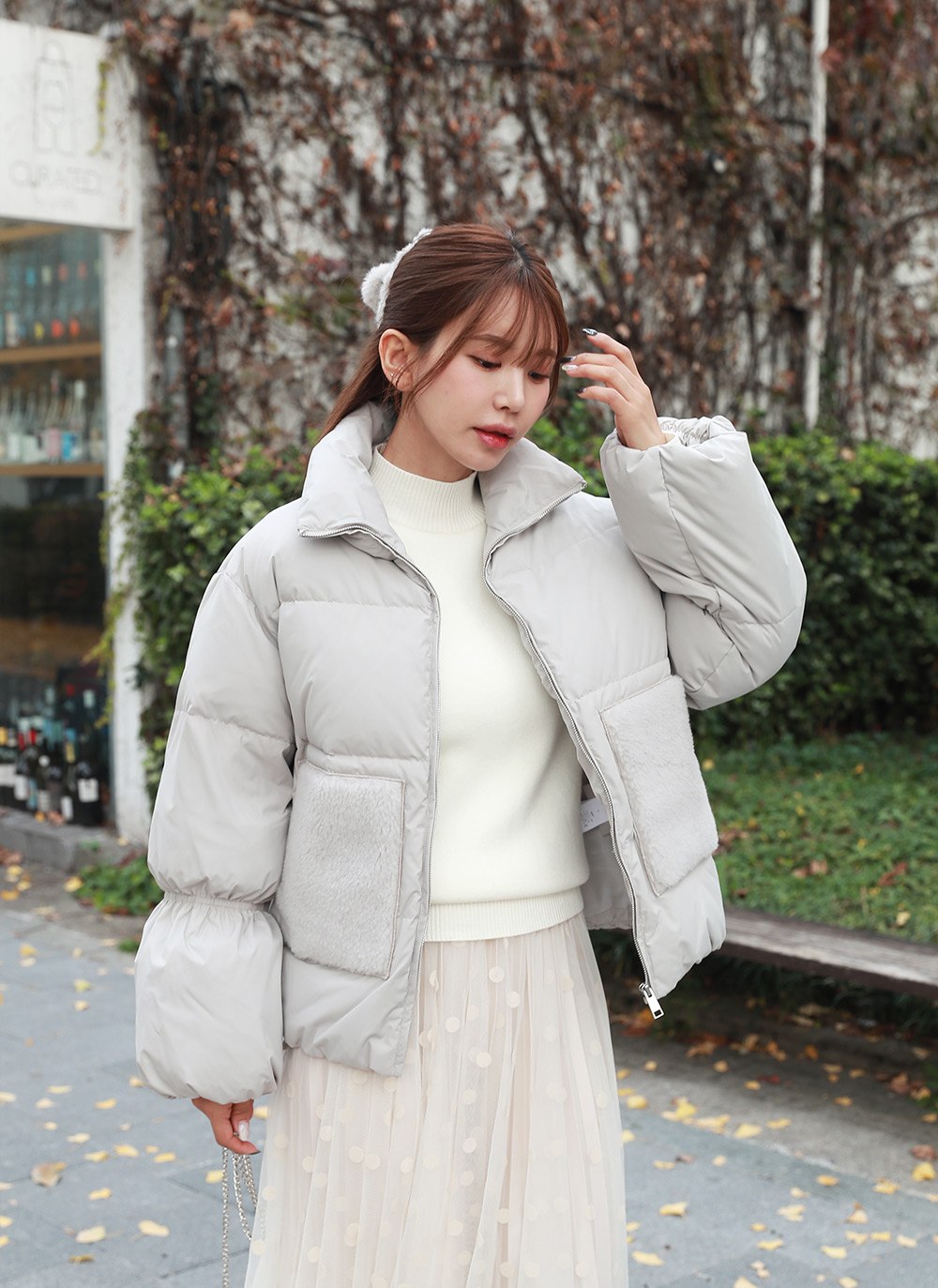 ウール混2WAYボアポケットダウンジャンパー | レディースファッション