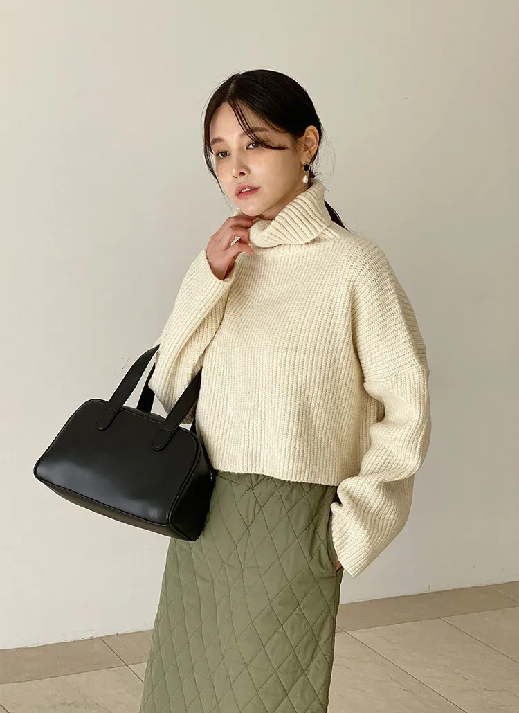 タートルネックリブクロップドニット | DHOLIC | 詳細画像1